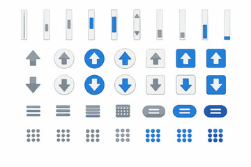 Set of UI navigation and control elements for app design.