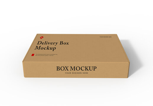 Cardboard Delivery Box Mockup PSD