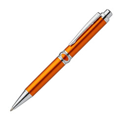 Naklejka premium Luxury orange pen with silver accents isolated on transparent background