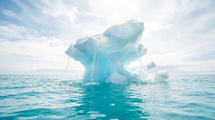 Fototapeta premium Large Iceberg Floating in Ocean Waters.