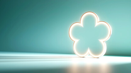 Glowing Neon Flower on Teal
