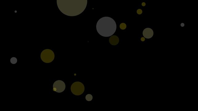 Abstract white round bokeh background animation with light particles on a dark background