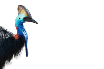 Obraz premium The Modern Dinosaur: Close-up of a Southern Cassowary isolated on transparent or white background, png
