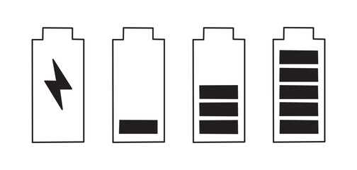 Battery charge level icons from empty to full Vector