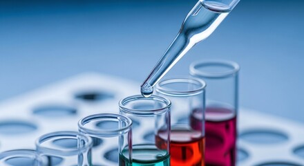 Macro Close-Up of a Pipette Adding Liquid into a Test Tube in a Lab