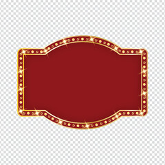 Vintage glowing marquee sign with red background for theater or show announcement