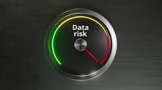 Data Risk Meter Gauge 3D Animation &ndash; Information Leak, Database Breach and Privacy Violation Crisis Concept