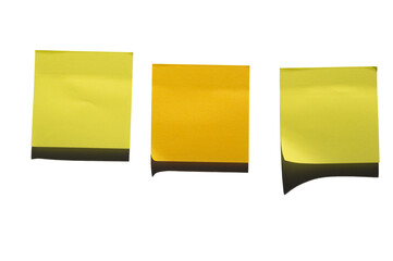 Three Yellow Sticky Notes on Transparent Background