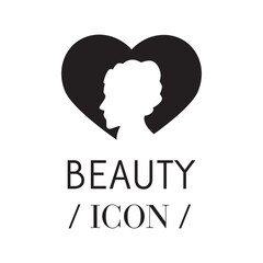 Heart love vector Logo with woman and family silhouette design