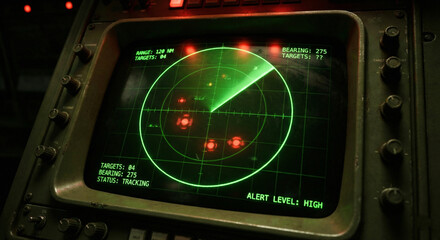 Green Military Radar Screen Displaying Targets and Sweep