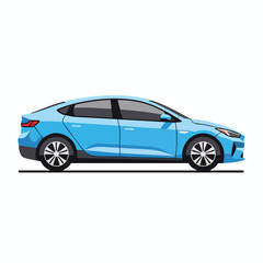 Fototapeta premium Blue Car Side View Illustration