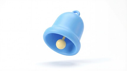 3D Render of a Blue Bell with Yellow Clapper on White.