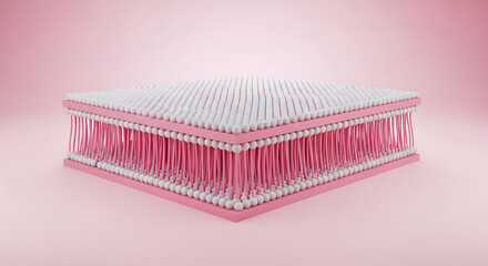 3D gift box with pink ribbon mockup on pastel pink background minimal design