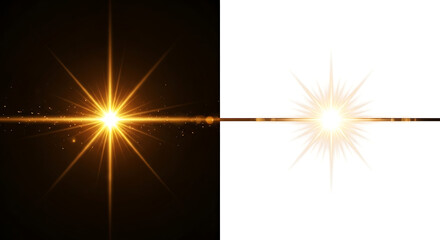 Sunrise and sunset dual horizon golden light rays landscape minimalist nature background