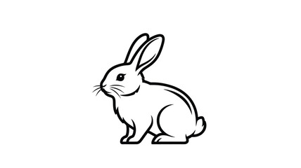 Obraz premium A detailed black and white illustration of a rabbit in profile silhouette