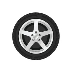 Obraz premium Car Wheel with Silver Alloy Rim and Black Tire