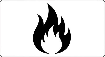 A black flame icon symbolizing flammability and fire hazard on a white background