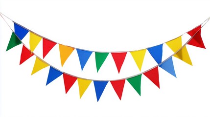 Obraz premium Colorful bunting banners for festival,carnival,party,white background with clipping path,PNG.