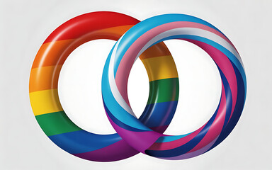 Interconnected rainbow rings symbolizing unity and diversity