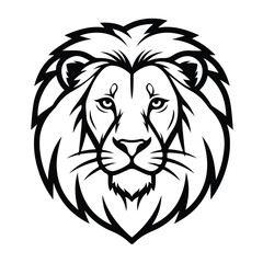 Fototapeta premium Majestic Lion Black And White Solid Line Art Illustration Design