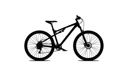 Naklejka premium Silhouette of a modern mountain bike against a white background