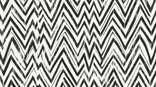Black and white chevron pattern with abstract zigzag lines on a textured background