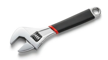 Adjustable Wrench on White Background