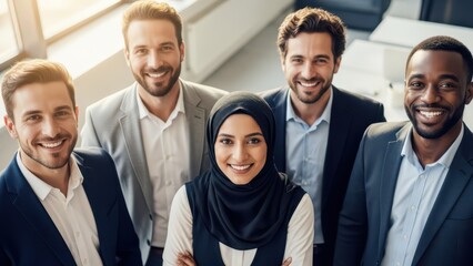 Diverse business team smiling in office