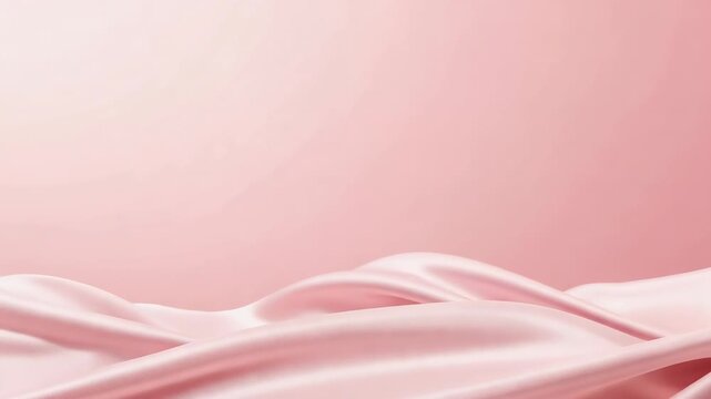 Shifting peak moving silky pink fabric smoothing across pink gradient, soft light tracing creases