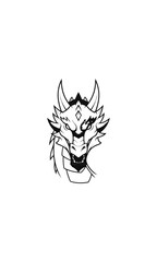 Fototapeta premium Dragon head silhouette illustration black and white vector art