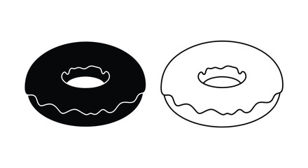 Obraz premium Two donuts in contrasting styles a filled and an outlined design