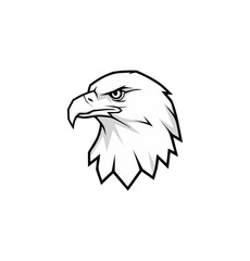 Eagle head silhouette against black background vector illustration