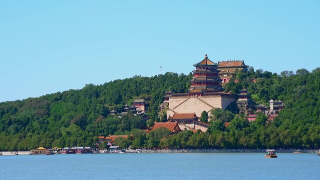 Summer View of Buddhist Incense Pavilion and Kunming Lake in the Summer Palace, Beijing, China