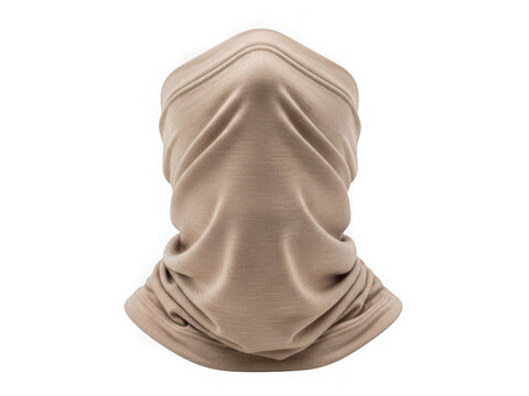 Neutral beige neck gaiter isolated on transparent background