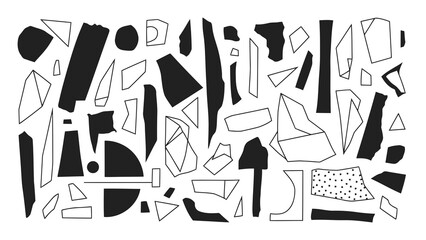 Abstract geometric shapes collage on white background