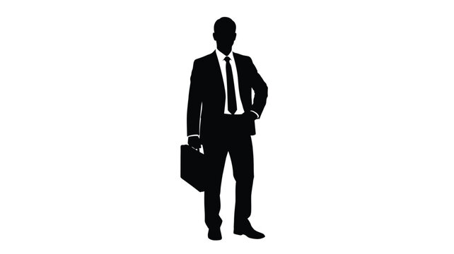 a man in a suit and tie holding a briefcase silhouette