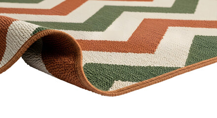 Closeup of rugs isolated on transparent background, showcasing texture and design