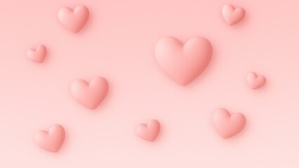 Obraz premium Floating pink hearts illustration
