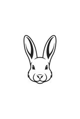 Obraz premium Rabbit illustration head profile white black vector