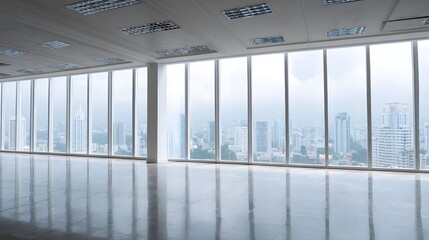 Obraz premium Empty office interior with full height windows