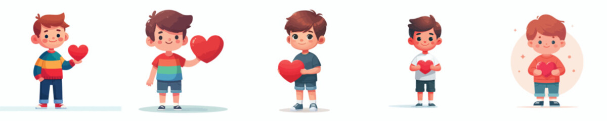 vector of a little boy holding a heart symbol on valentine © Vector