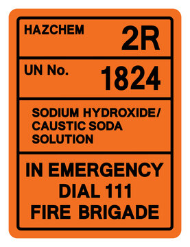 Hazard Chemical Sodium Hydroxide Caustic Soda Soluton UN 1824 Solution Symbol Sign, Vector Illustration, Isolate On White Background, Label. EPS10