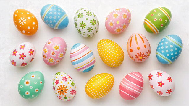 easter eggs on white
