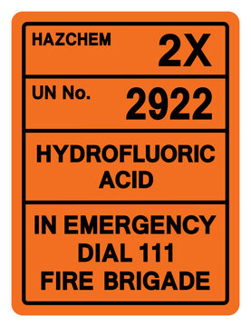 Hazard Chemical Hydrofluoric Acid UN 2922 Symbol Sign, Vector Illustration, Isolate On White Background, Label.EPS10