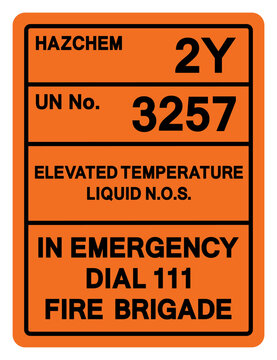Hazard Chemical Elevated Temperature Liquid UN 3257 Symbol Sign, Vector Illustration, Isolate On White Background, Label .EPS10