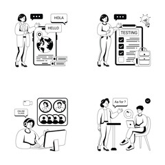 Take your hands on this amazing glyph style illustrations of education and elearning