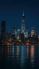 City skyline at night mobile wallpaper