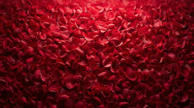 Shifting top light and slight camera push highlighting red rose petal texture and color in studio