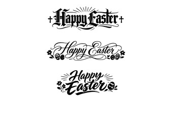 Fototapeta premium Happy Easter. Create a calligraphy lettering illustration of the phrase: Happy Easter. Render 3 variations of