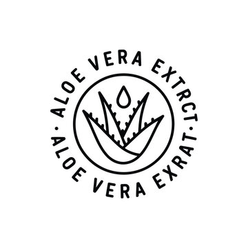 Aloe vera extract logo with plant leaf and droplet illustration